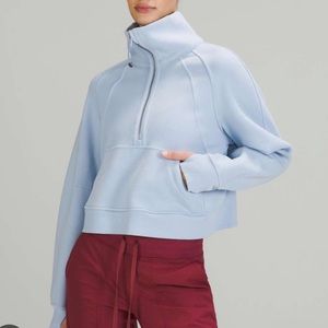 Lululemon Scuba Funnel Neck Half zip pullover in Blue Linen
